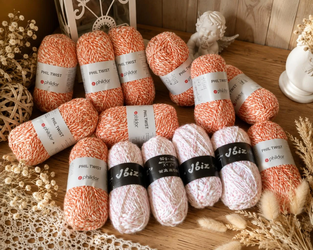 Lot de 14 pelotes de laine phildar sevedylan